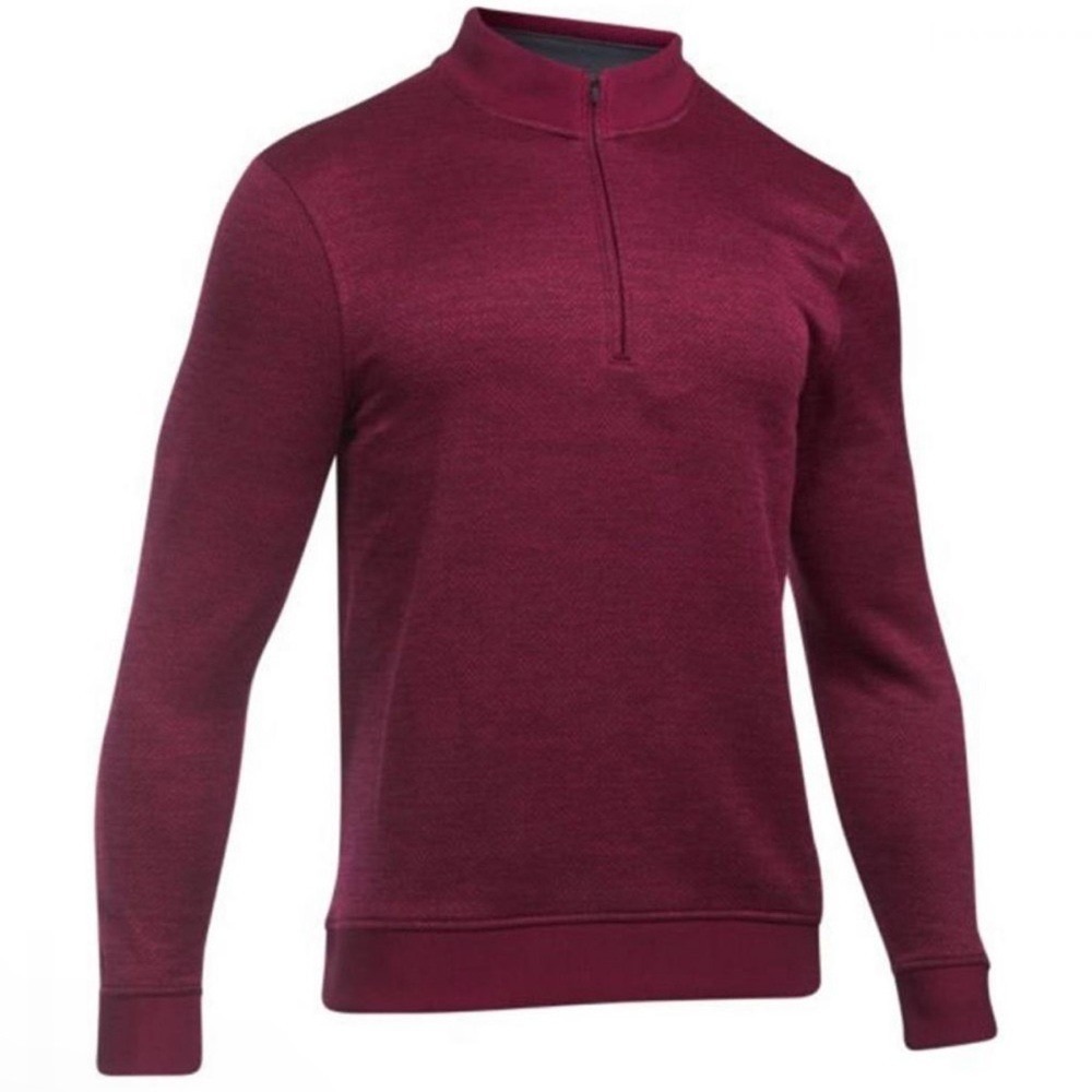 Under Armour Quarter Zip Pullover Mens Small Maroon Heathered Loose Fit Sweater